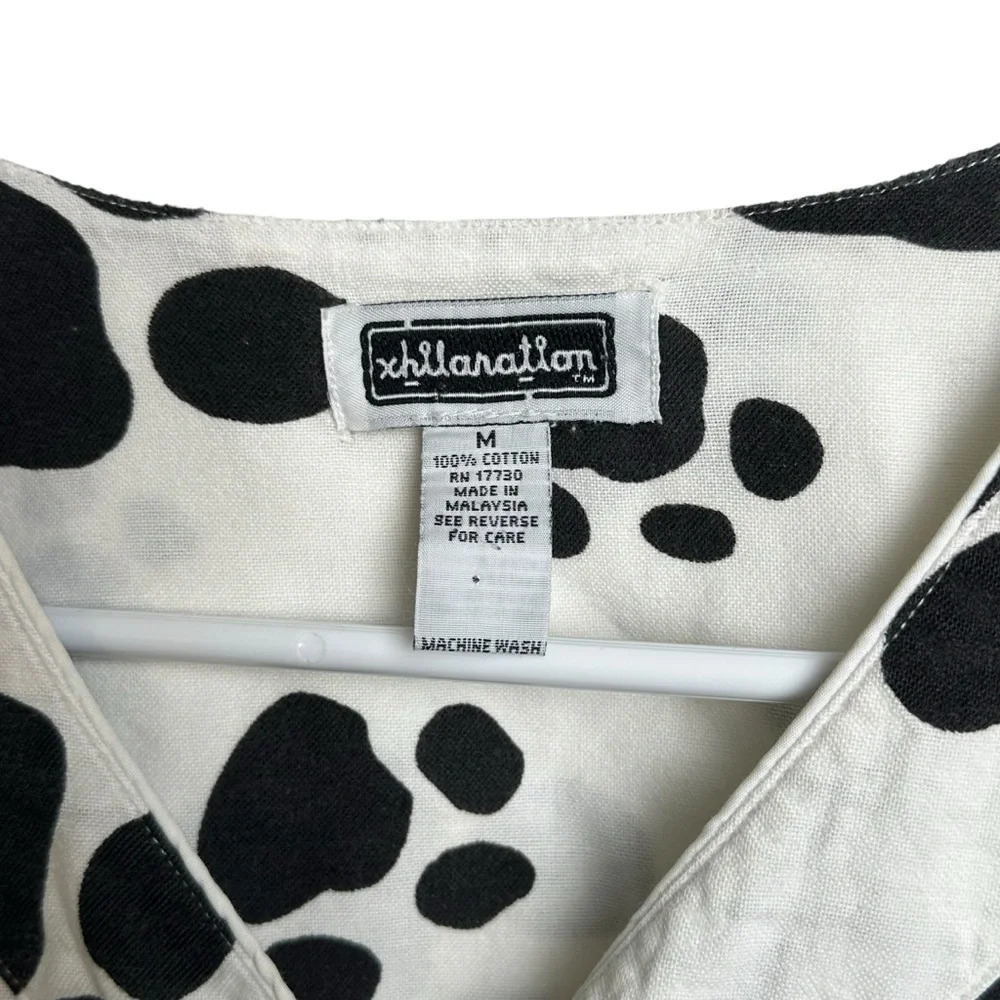 Xhilaration Dog Paw Print Cotton Pajama Top Size Medium Black White Dalmatian - Picture 4 of 9